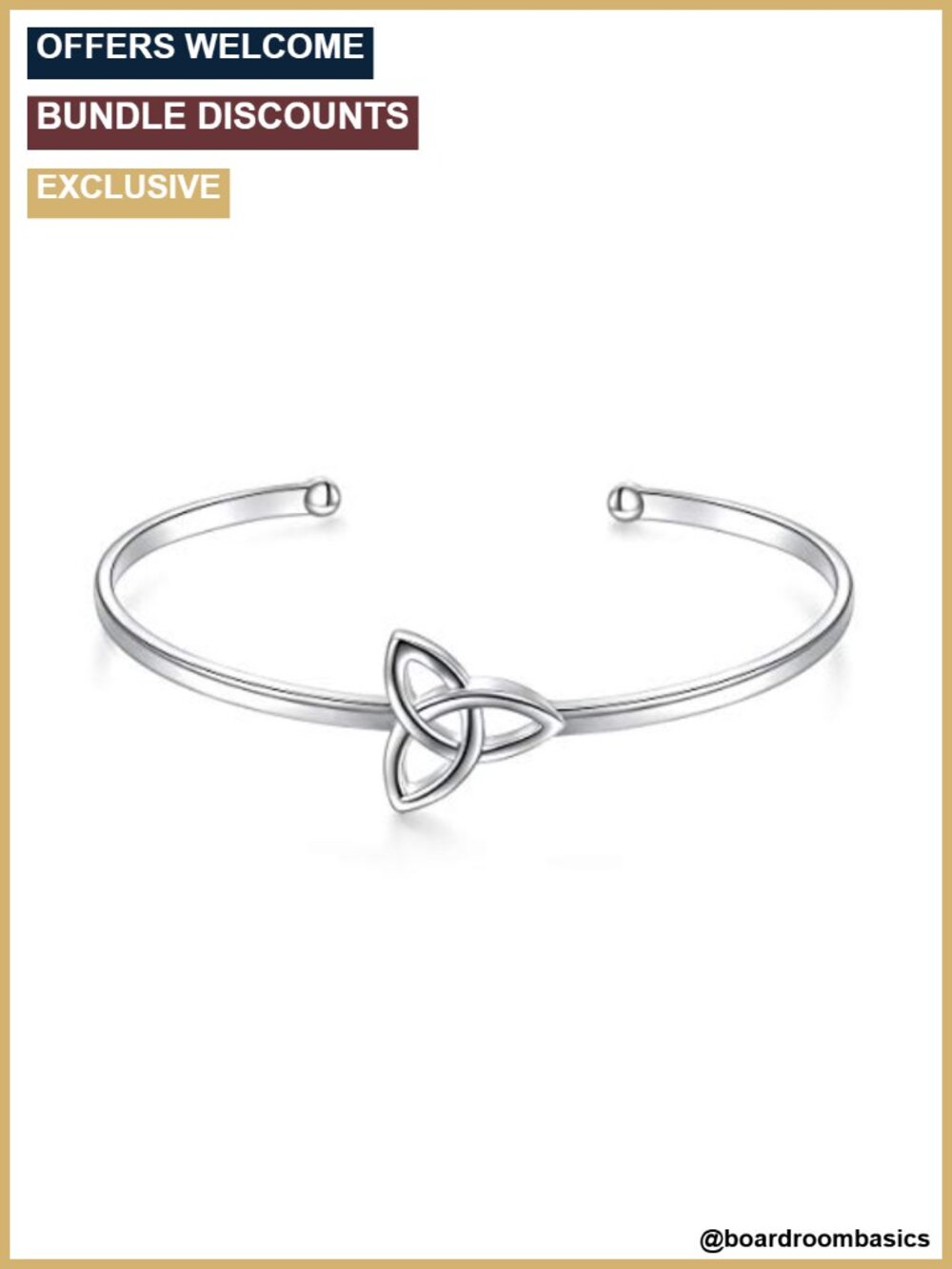 925 Sterling Silver Adjustable Celtic Knot Cuff Bracelet Irish Gift